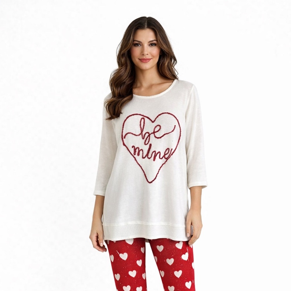 NWT Cato White Red Be Mine Knit Lightweight Sweater